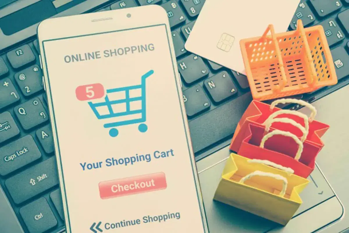 Online shopping / retail ecommerce and delivery service concept - Colour It In