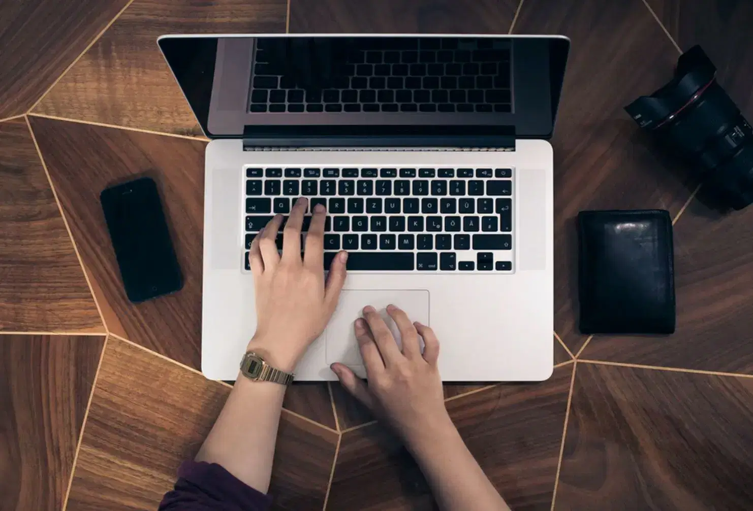 typing on computer