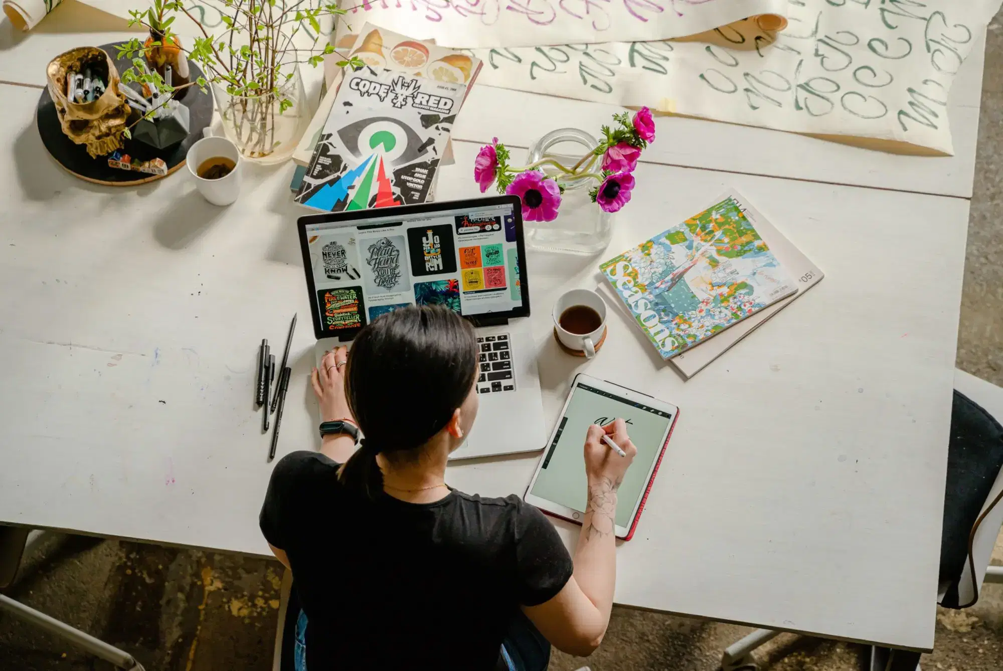 woman working on graphic project