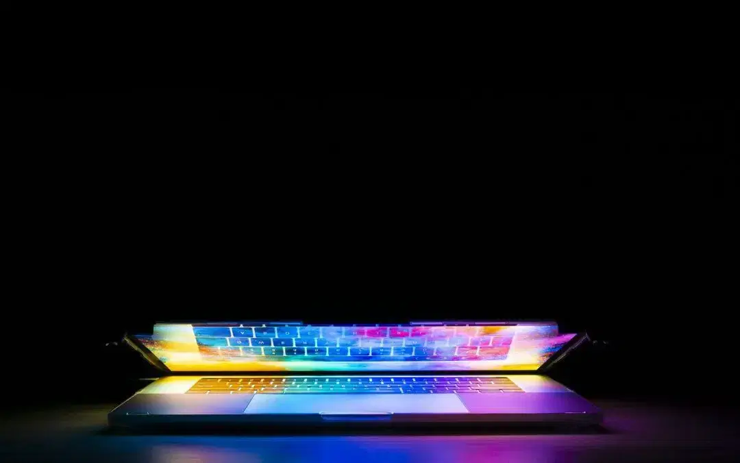 laptop with glowing lights