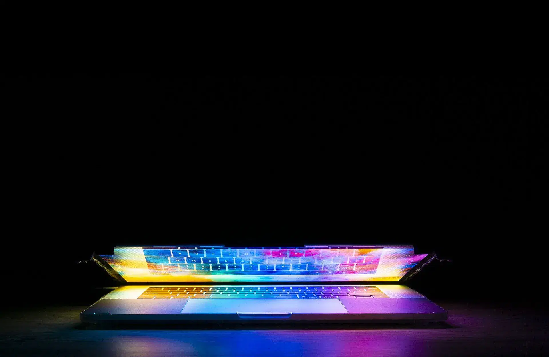 laptop with glowing lights