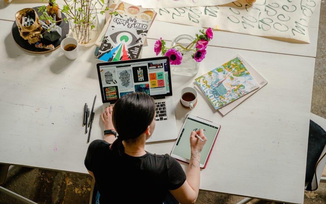 woman working on graphic project