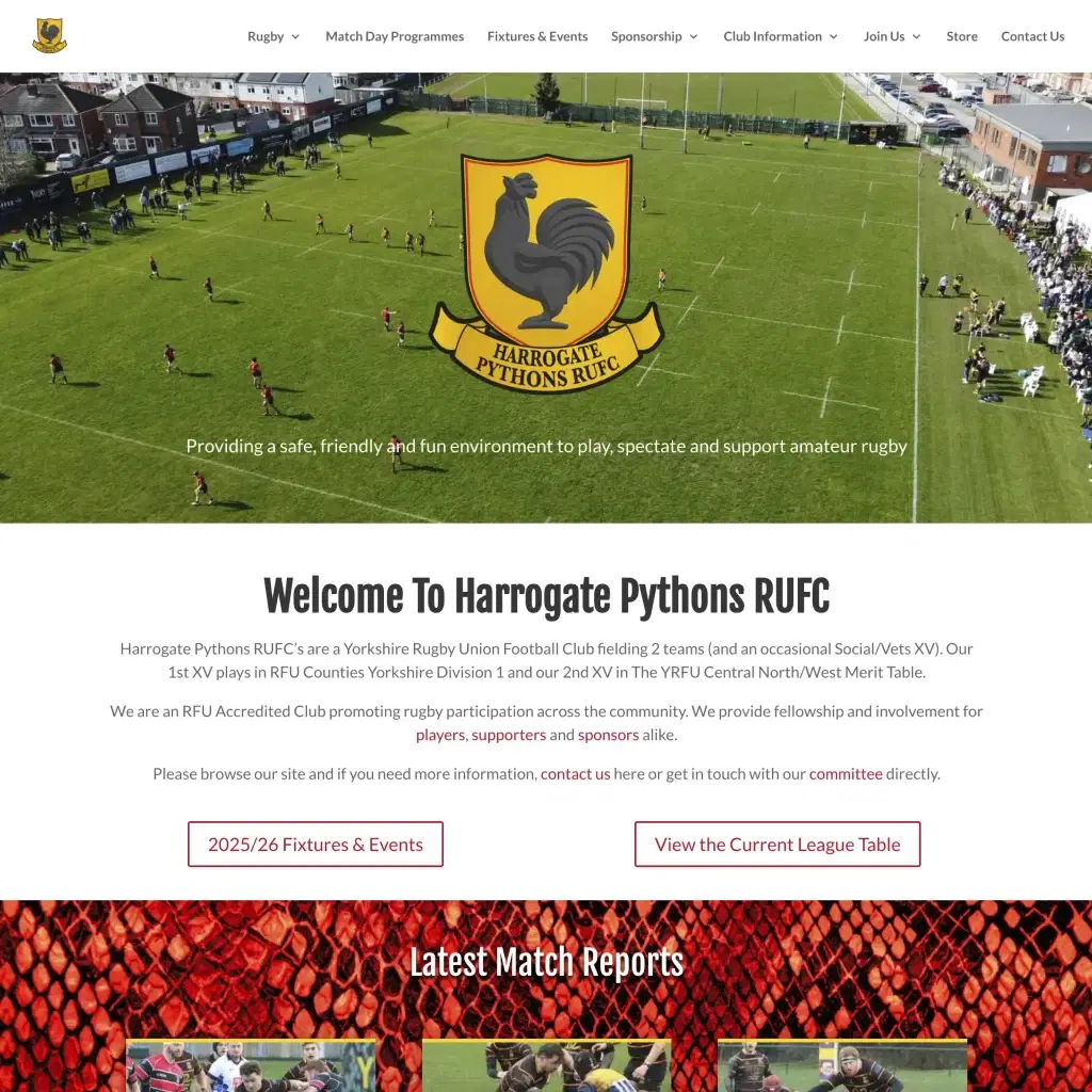 Pythons Website Website Design for Squid & Tonic